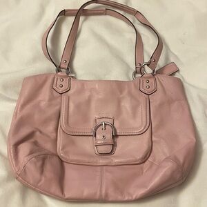 Coach Campbell Leather Carryall Shoulder Bag Pink Tulle 16"L x 11”H x 5 W.